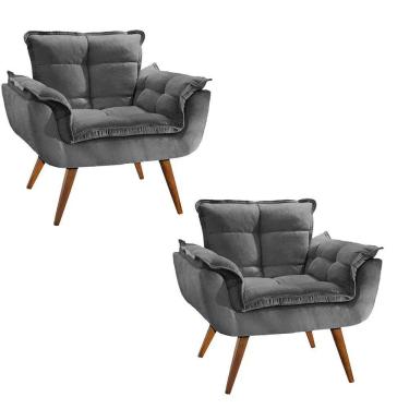 Imagem de Kit 02 Poltronas Decorativa Opala C/Fibra Siliconada