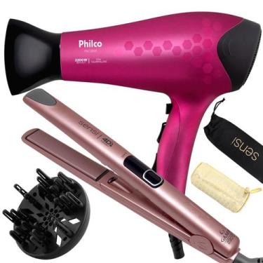 Imagem de Secador De Cabelo Philco Profissional 2200w Ion Stilo Rosa Difusor Cac