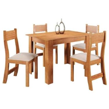 Imagem de Mesa de Jantar Palace Perla Com 4 Cadeiras Brisa Mel Veludo Marfim Vie