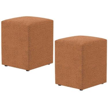 Imagem de Kit 02 Puffs Quadrado Decorativo Sala De Estar L02 Bouclê Terracota