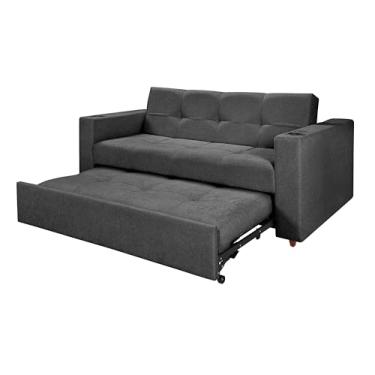 Imagem de Sofá-Cama Austin Casal com Som Integrado, USB e Porta-Copos Chumbo 208 Casa Imperial