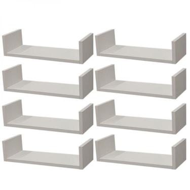 Imagem de Kit 8 Prateleiras Branca Suporte Mercado das Prateleiras