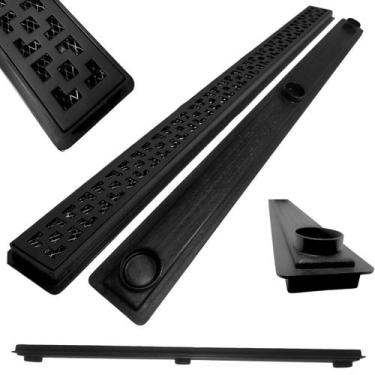 Imagem de Ralo Raso Ideal para Laje e Apartamento Dubai Preto Fosco 80cm col Pre