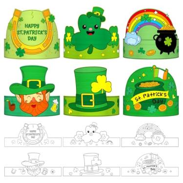 Imagem de TENDFINE 36 Pcs St. Patrick's Day Coloring Crown Crafts Kit for Kids Shamrock Coloring Headbands Clover Crown Hat for Irish St Patricks Classroom School Craft Activity