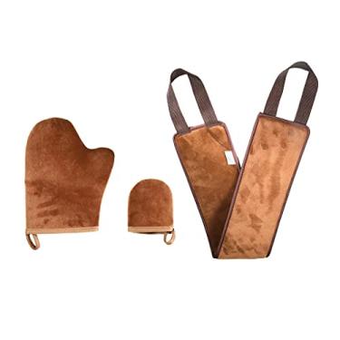 Imagem de Kit aplicador de luva autobronzeadora de 3 peças | Conjunto 3 em 1 luva bronzeadora dupla face para costas e rosto | Luvas esfoliantes não absorventes para o melhor eu