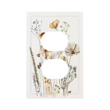Imagem de DWBGUO Capas de tomada decorativas com lírios, orquídeas, flores, arranjos florais, 1 gangue, placa de cobertura para interruptor de luz, placas de parede exclusivas, placa frontal para decoração de