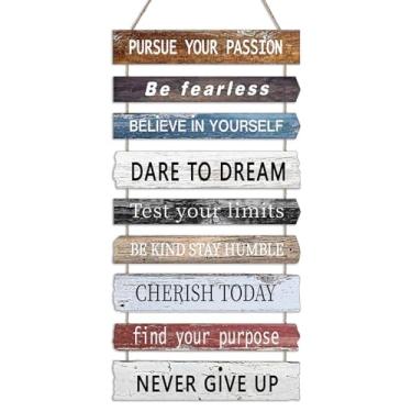 Imagem de Arte de parede rústica para casa de fazenda, placa de madeira vintage com citações motivacionais, design ocidental decorativo fácil de pendurar, 60 x 29 cm