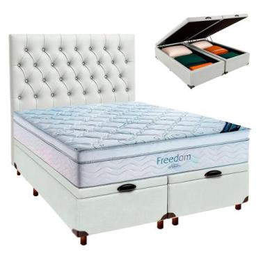 Imagem de Cama Box Bau Branco+Colchão Casal Freedom Ortobom+Cabeceira