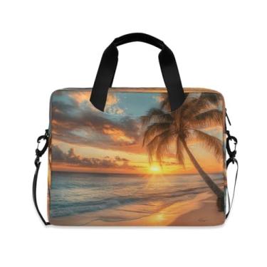 Imagem de Quteprint Bolsa para laptop Ocean Sea Beach Palm Tree de 15,6 polegadas para negócios, bolsa de computador resistente à água para notebook de 14 a 16 polegadas para homens e mulheres, mochila de