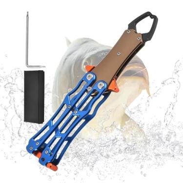 Imagem de Shakven Ferramenta de pinça de pesca, pesca com pinças labiais,Alicate para pesca com mosca - Engrenagem de pesca profissional, dobrável, controlador de peixes, dobrável para pesca segura para pesca