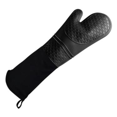 Imagem de Luvas de cozinha aquecidas para fornos e fogões, 50 cm, resistentes a altas temperaturas, silicone, algodão.