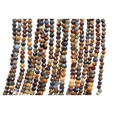 Imagem de Lady Works Fio de pedra natural turquesa multicolorida de 33 cm, contas lisas redondas de 2 a 5 mm para fazer joias DIY | Beads_05691