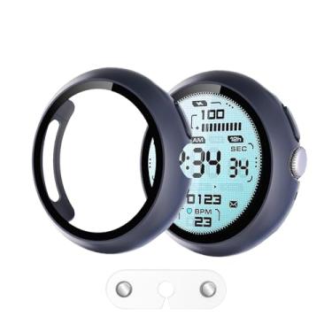 Imagem de HAJSLU Pacote com 2 capas para Google Pixel Watch 4 (2025) 45 mm - Carregue com a capa, amortecedor de quadro completo de policarbonato rígido com protetor de tela de vidro temperado HD para Pixel