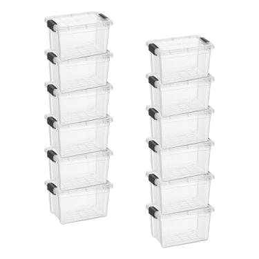 Imagem de Superio Mini recipiente de armazenamento caixa de giz de cera de plástico suprimentos de arte e estojo de costura empilhável transparente pequeno organizador para contas, papelaria, giz e alimentos