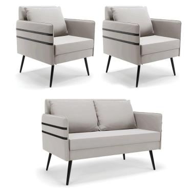 Imagem de Kit 01 Namoradeira 02 Lugares E 02 Poltronas De Ferro Cinza