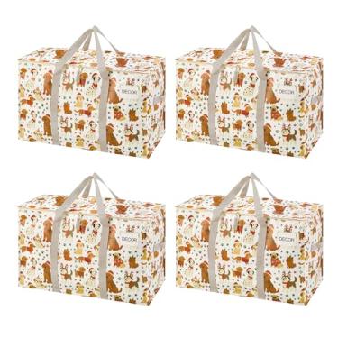 Imagem de VENO Pacote com 4 sacos de mudança e grandes caixas de armazenamento de Natal com tampas. Alternativa a caixas de mudança, suprimentos de embalagem para a faculdade. Sacolas resistentes extra grandes