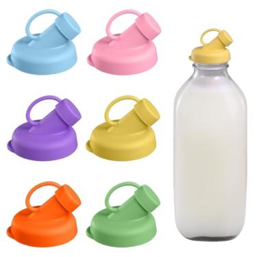 Imagem de 6 tampas de silicone para garrafa de leite de 48 mm, tampas de silicone para Stanpac e Libbey e estoque sua casa e loja de laticínios, reutilizáveis e fáceis de limpar, sem BPA