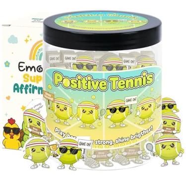 Imagem de Pote de bola de tênis positivo com 60 cartões de afirmação, bola de tênis de suporte emocional, presentes de tênis para meninos, meninas, homens, mulheres - presentes para amantes de tênis, presente