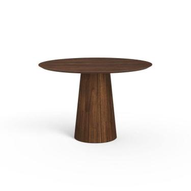 Imagem de Mesa De Jantar Redonda 120cm Scandi 6 Lugares Lamina Natural De Madeira Castanho