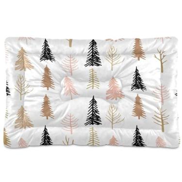 Imagem de SEHANY Cama de árvore de Natal em aquarela para cães e gatos com fundo antiderrapante, caixa de canil, colchão macio para animais de estimação, lavável para cães pequenos, médios e grandes, gatos, 61