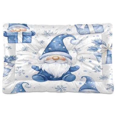 Imagem de Blueangle Gnomos aquarela flocos de neve ultra macia calmante cama para cães pequenos, cama retangular confortável para animais de estimação, 24 x 18 polegadas (752)