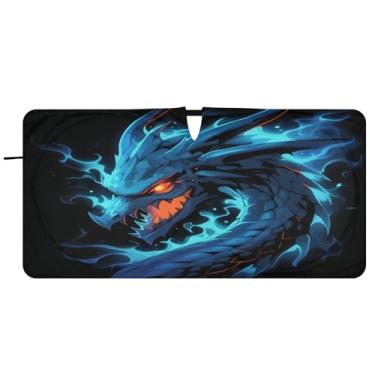 Imagem de ATTX Para-brisa Dragon Car - 149.9 cmx76.2 cm Universal Sun Shield Visor | Acessórios automáticos refletores de calor para proteção do para-brisa dianteiro #866