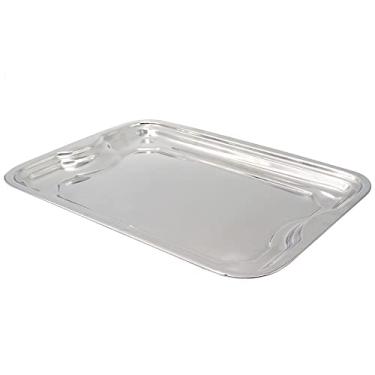 Imagem de Bandeja Retangular Aço Inox Grande 43x32Cm Para Servir