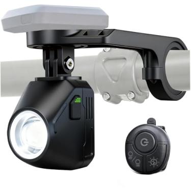 Imagem de Luz de bicicleta super brilhante de 1600 lúmens com controle remoto, recarregável por USB-C de 4000 mAh, luzes de LED IP66 à prova d'água para passeios noturnos, farol alto/baixo, suporte sob o guidão
