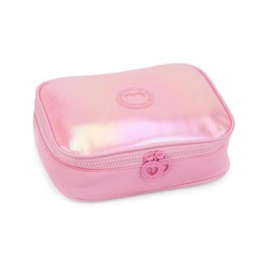 Imagem de Estojo Material Escolar Rosa Fofo Kawaii Espaçoso Grande Organizador Canetas Lápis Borracha Menina