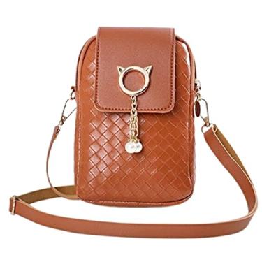 Imagem de Bolsa Feminina Ombro Vintage Pequena Porta Carteira Bolsa Para Celular Bolsa Transversal (Marrom)