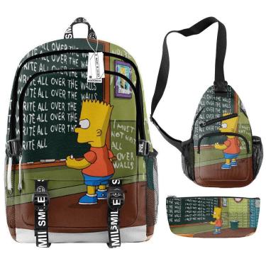 Imagem de Mochila escolar, 3 unidades/lote, bolsa escolar de anime Simpsons
