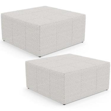 Imagem de Kit 02 Puffs Decorativos Para Sala De Estar Quadrado Milano 90x90 W01 