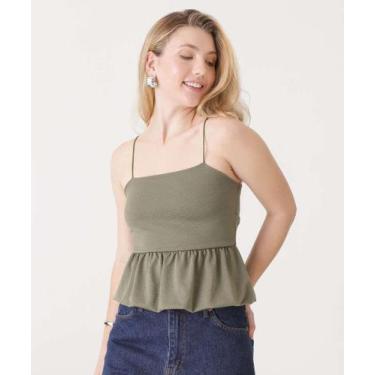 Imagem de Blusa Cropped Feminina Balonê Marisa-35065, Verde, G