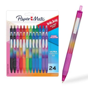 Imagem de Paper Mate Canetas esferográficas InkJoy 300RT, coloridas com envoltórios modernos, retráteis, ponta média, cores sortidas, 24 unidades