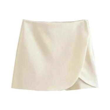 Imagem de Moda feminina pareo estilo shorts saias vintage cintura alta zíper lat