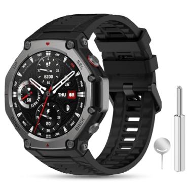 Imagem de Huadea Pulseira de silicone militar resistente compatível com Amazfit T-Rex 3, pulseiras de substituição para T-Rex 3 masculina e feminina