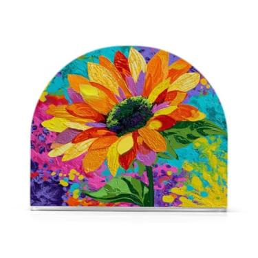 Imagem de Porta-guardanapos de flor de girassol padrão roxo para mesa dispensador de guardanapo de acrílico para cozinha mesa de jantar primavera decorações de cozinha para festa de bancada em casa