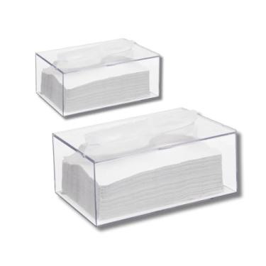 Imagem de Caixa Acrílica Interfolhada Porta Papel Toalha com Tampa Transparente para Mesa Banheiro e Recepção (2 UNIDADES)