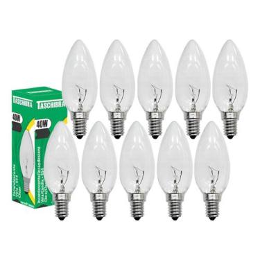 Imagem de 10 Lâmpada Incandescente Taschibra Vela 40w 2700k E14 127v
