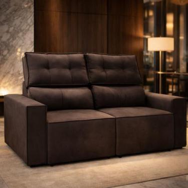 Imagem de Sofá Para Sala Reclinavel Price 180cm Veludo Chocolate - Star Confort,