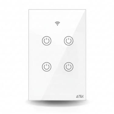 Imagem de Interruptor Inteligente Touch WiFi 4 Botões, LED, 10A 1200W, 2.4GHz