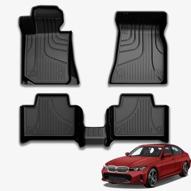 Imagem de Tapetes de chão compatíveis com BMW Série 3 2019-2024 2025 (apenas Sedan) 330i 330e M3 M340i TPE para todos os climas forro de piso de ajuste personalizado para 3 séries 1ª e 2ª fileiras tapetes de