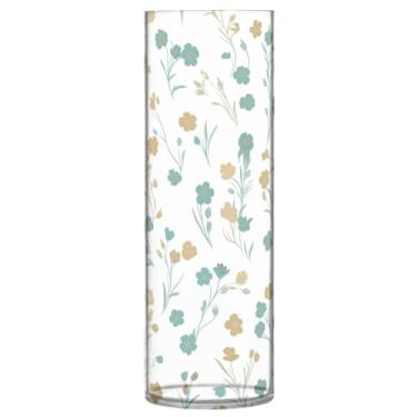 Imagem de JUZIHAI Vaso de flores para flores 9,9 cm x 30 cm cilindro de plástico moderno vaso de flores para centro de mesa de casamento decoração de casa