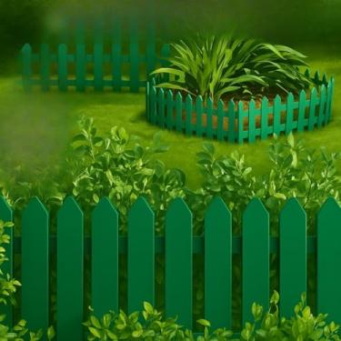 Imagem de Cerca Para Jardim Kit Cercado Decorativa Jardim Plástico(VERDE)