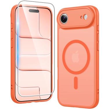 Imagem de FNTCASE Capa para iPhone Air Matte: Fosco Magnético Translúcido [Proteção Completa da Câmera Coberta] Capa Fina de Grau Militar Capas de Telemóvel à Prova de Choque (G-Laranja)