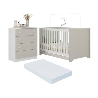 Imagem de Berço Americano 3 em 1 com Colchão Incluso e Cômoda 4 Gavetas Encanto Multimóveis MP4699