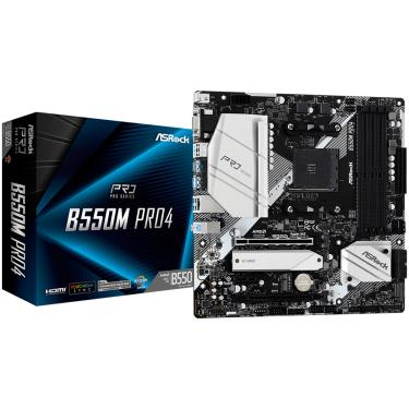 Imagem de Placa Mãe ASRock B550M-PRO4, AMD AM4, DDR4, M.2, Micro ATX, Display Port, TypeC - 90-MXBDK0-A0UAYAZ