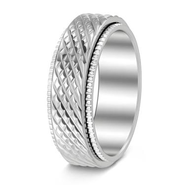 Imagem de Udolfly Anéis de ansiedade para homens e mulheres, anéis de alívio de estresse para adultos, anéis de aço de titânio, 10, Metal, Sem pedra preciosa