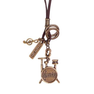 Imagem de Colar de instrumentos musicais Ebsem Musical, corda de couro genuíno para surfistas e mulheres, Tambor