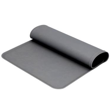 Imagem de Eujgoov Tapete de Alimentação para Animais de Estimação à Prova de água Tapete de Silicone Antiderrapante para Comida de Cachorro e Gato Com Bordas Elevadas 30x48cm Jogo Americano à Prova de (cinza)